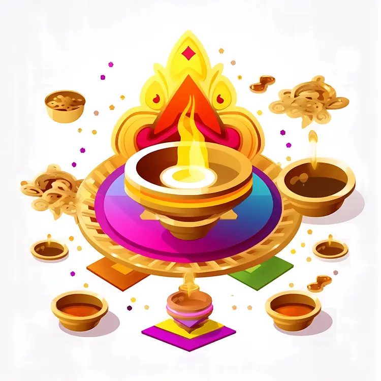 Decorative Diya Lamps for Diwali Festival