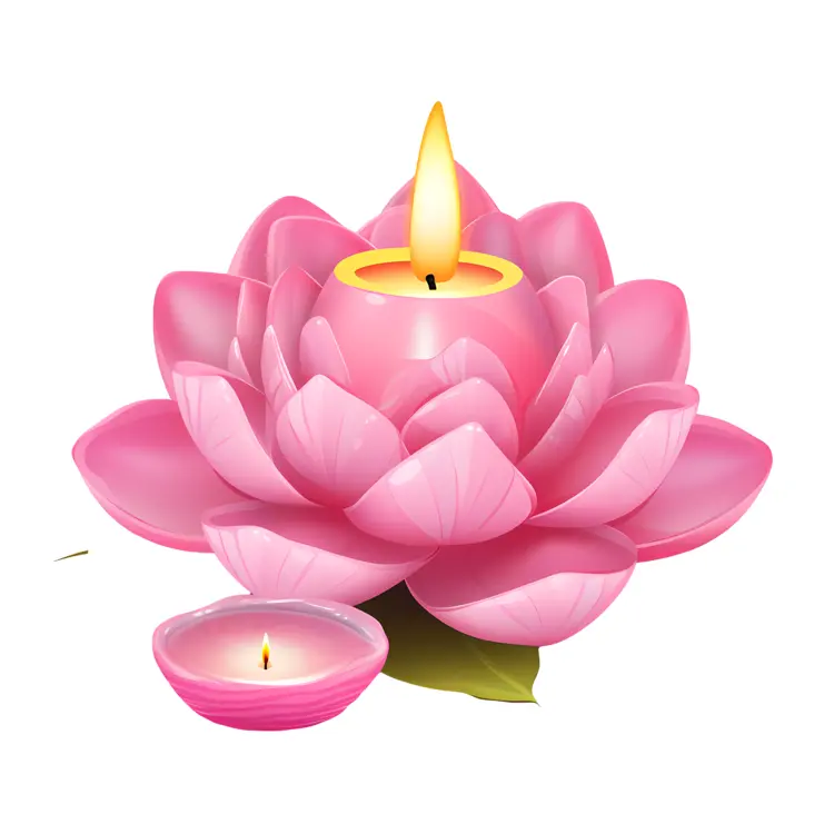 Pink Lotus Candle with Small Candle