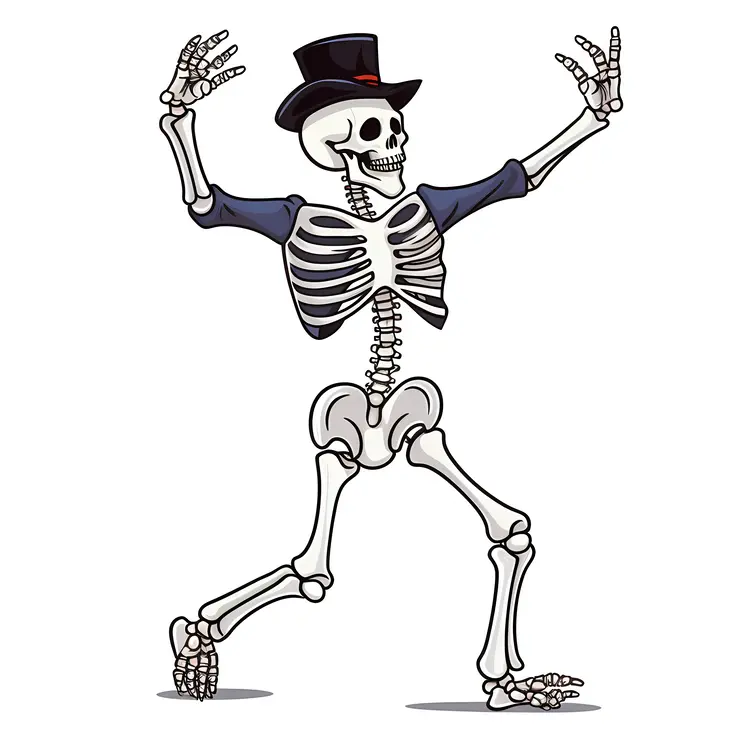 Festive Dancing Skeleton with Top Hat