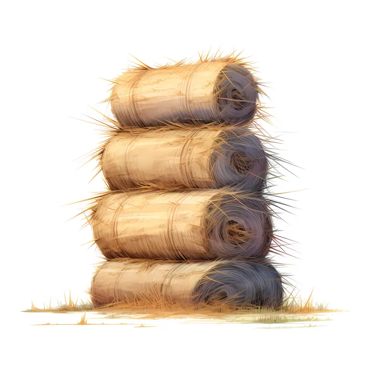 Stack of Hay Bales in the Field