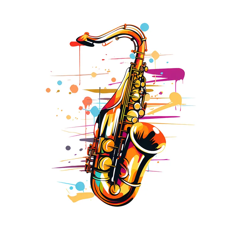 Saxophone with Color Splashes