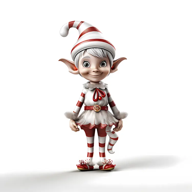 Cute Elf in Red and White Outfit