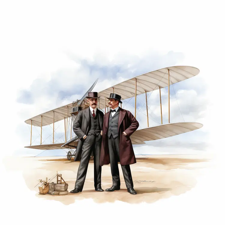 Two Men in Suits with Biplane