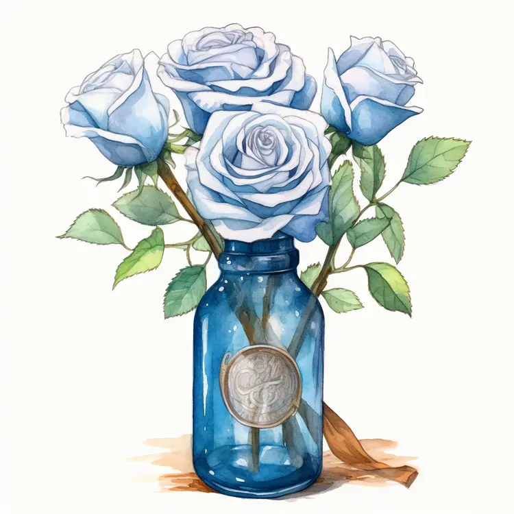 Beautiful Blue Roses in a Vase