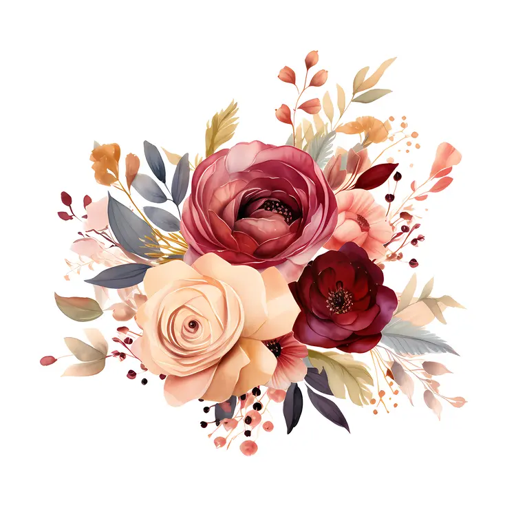 Warm Floral Bouquet with Red and Peach Flowers