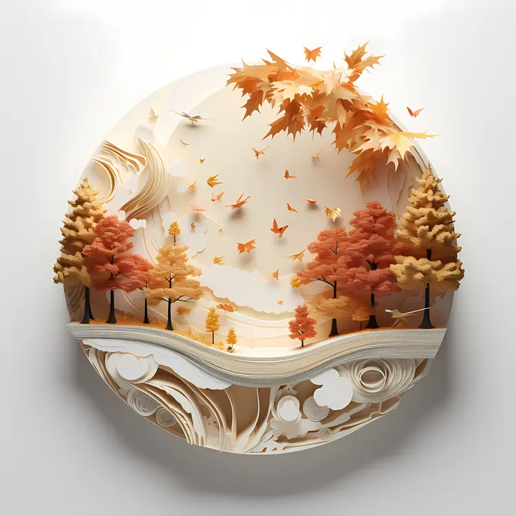 Autumn Forest with Falling Leaves