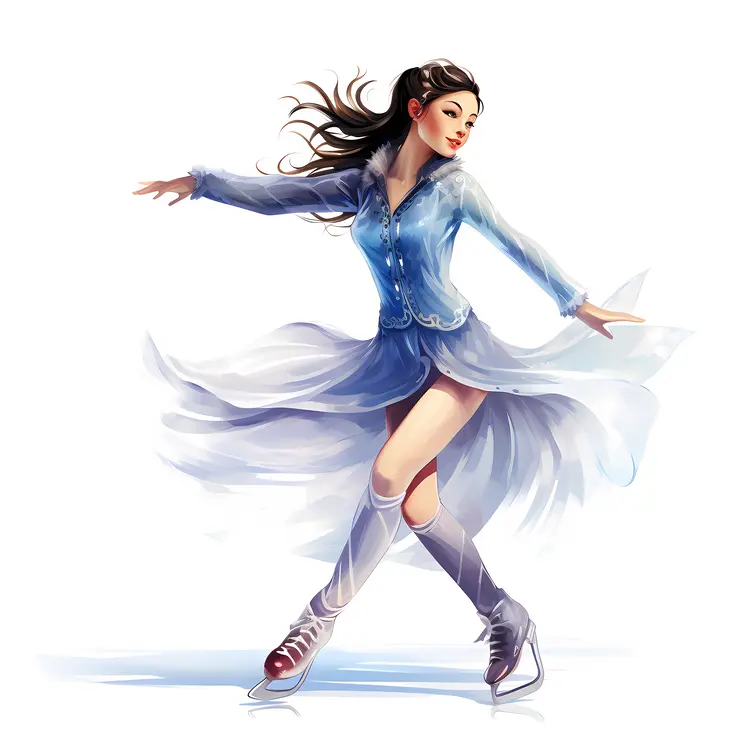 Ice Skater in Flowing Dress