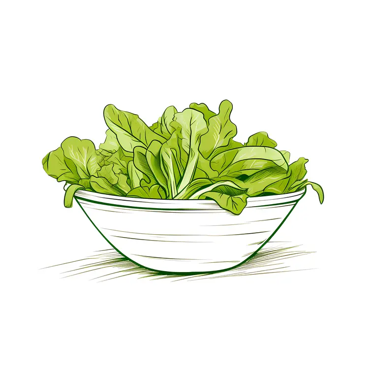 Fresh Green Salad in a Bowl Illustration