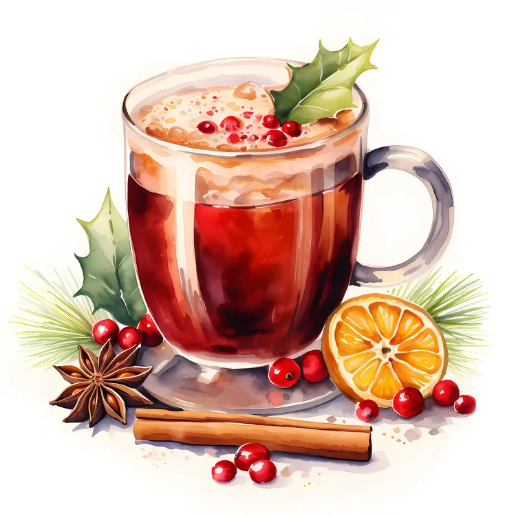 Holiday Hot Drink with Holly and Spices