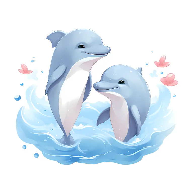 Cute Dolphins Playing in Water