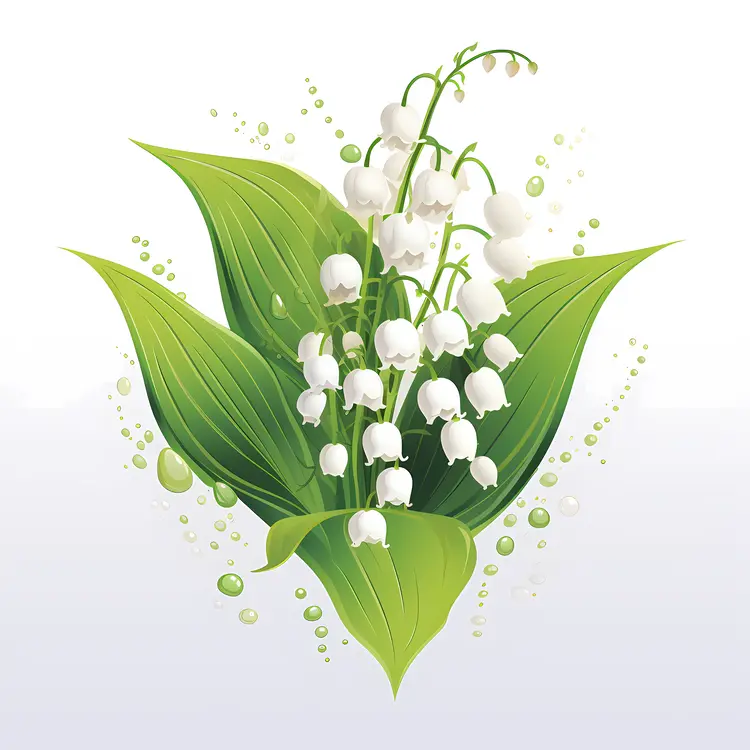 Delicate Lily of the Valley with Green Leaves