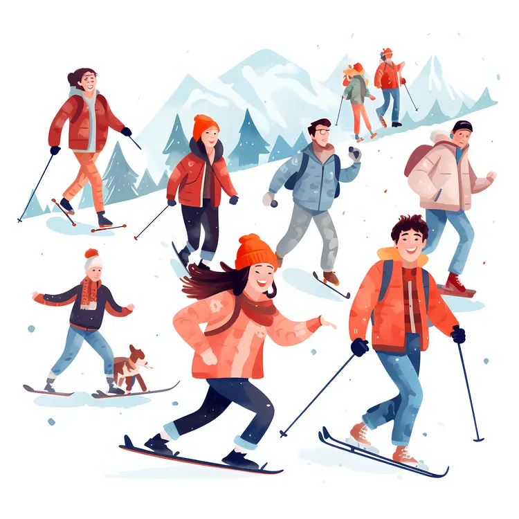 Group Enjoying Skiing