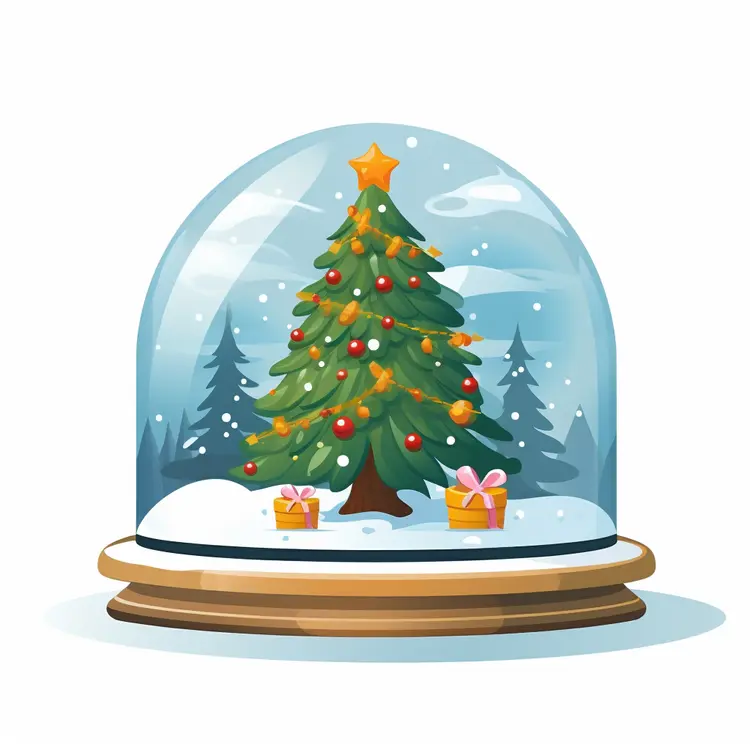 Christmas Tree in Snow Globe with Presents