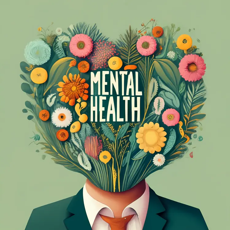 Brain Cartoon Illustration with Mental Health Message