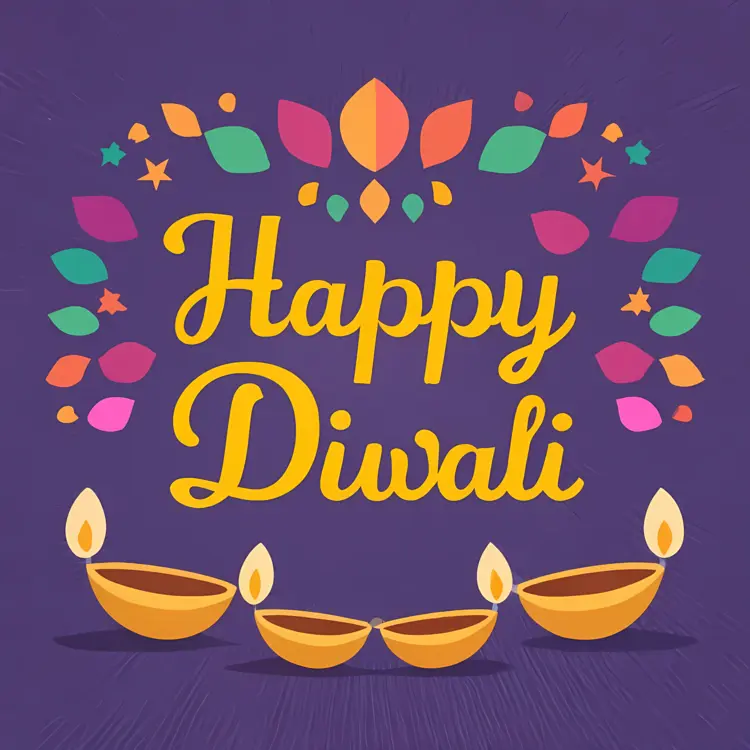 Happy Diwali Greeting with Diyas and Decorations