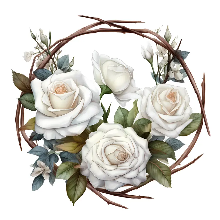 White Roses in a Wreath