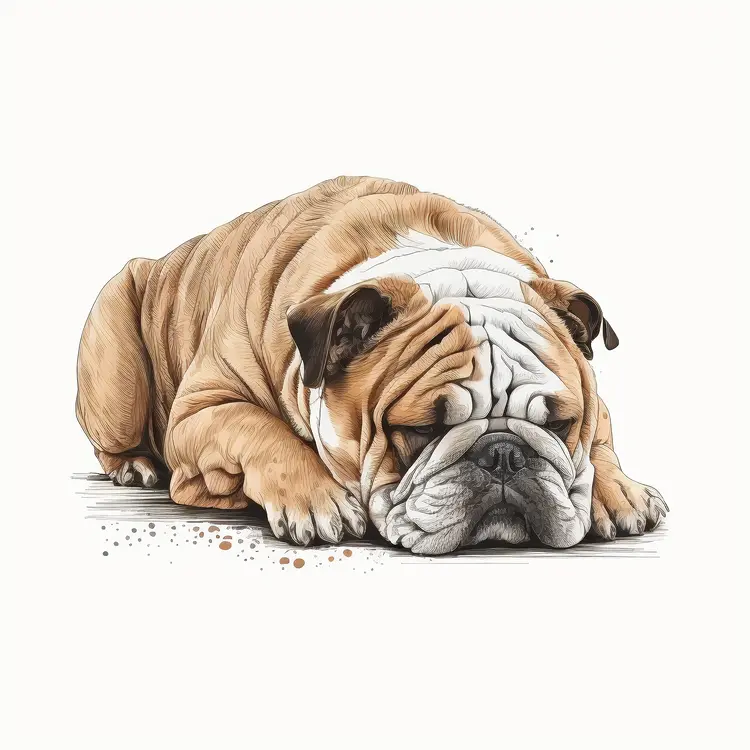 Sleeping Bulldog Illustration