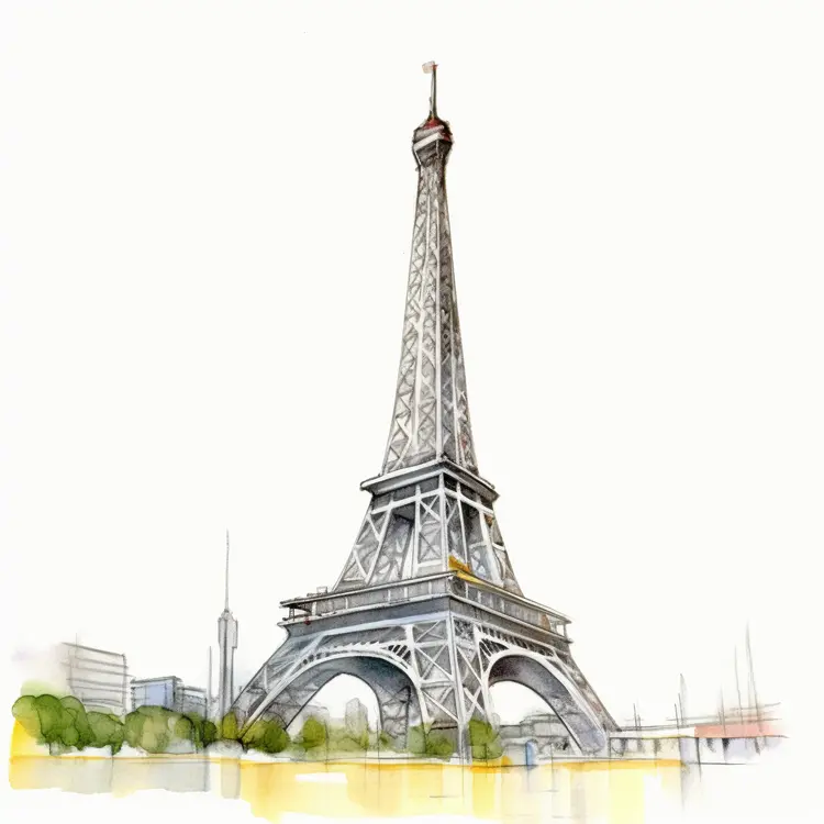 Eiffel Tower Watercolor Illustration