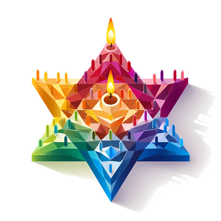 Rainbow Star and Candles for Festive Decoration
