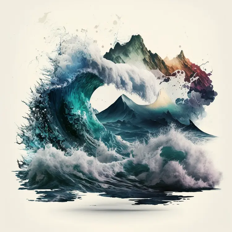 Majestic Wave and Mountain Landscape