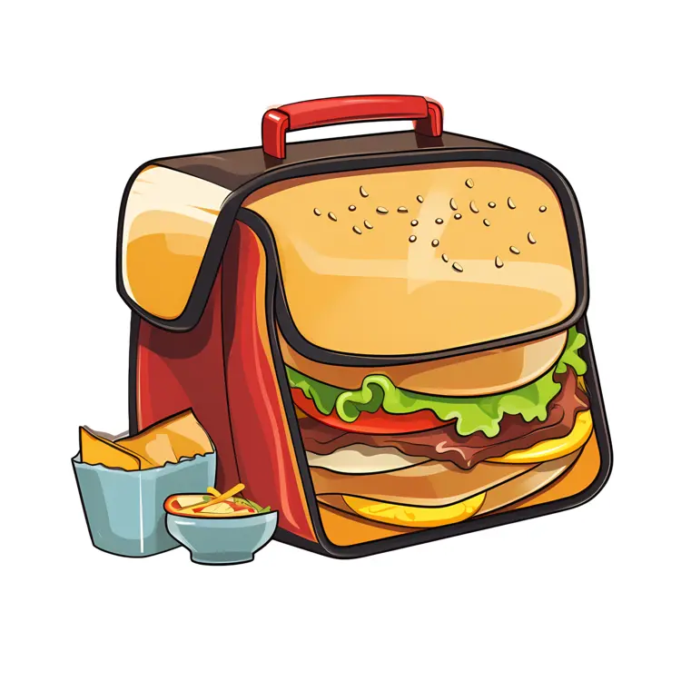 Lunch Box with Burger and Fries