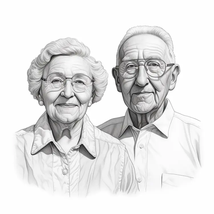 Elderly Couple in Black and White