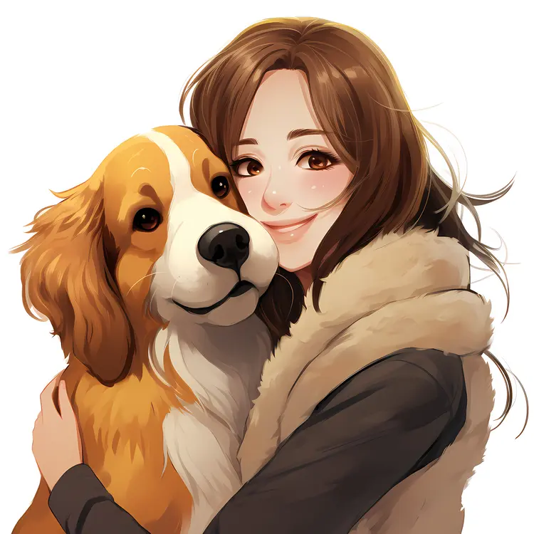 Girl and Her Dog in a Warm Embrace