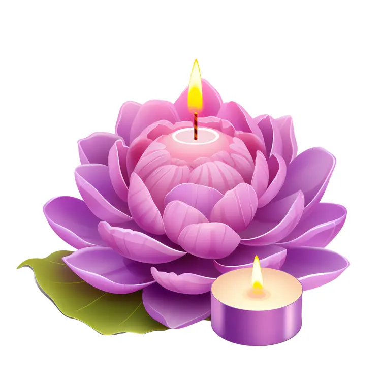 Pink Lotus Candle with Small Candle
