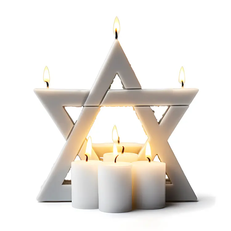 White Star of David with Candles for Hanukkah