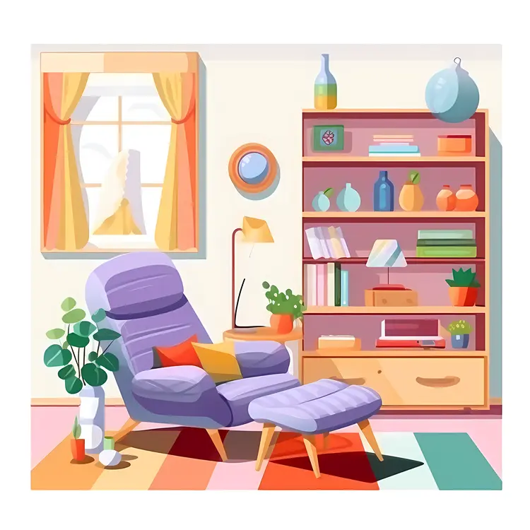 Cozy Purple Armchair in a Colorful Living Room