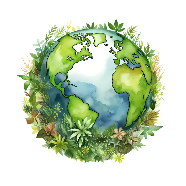Earth with Lush Plants Illustration
