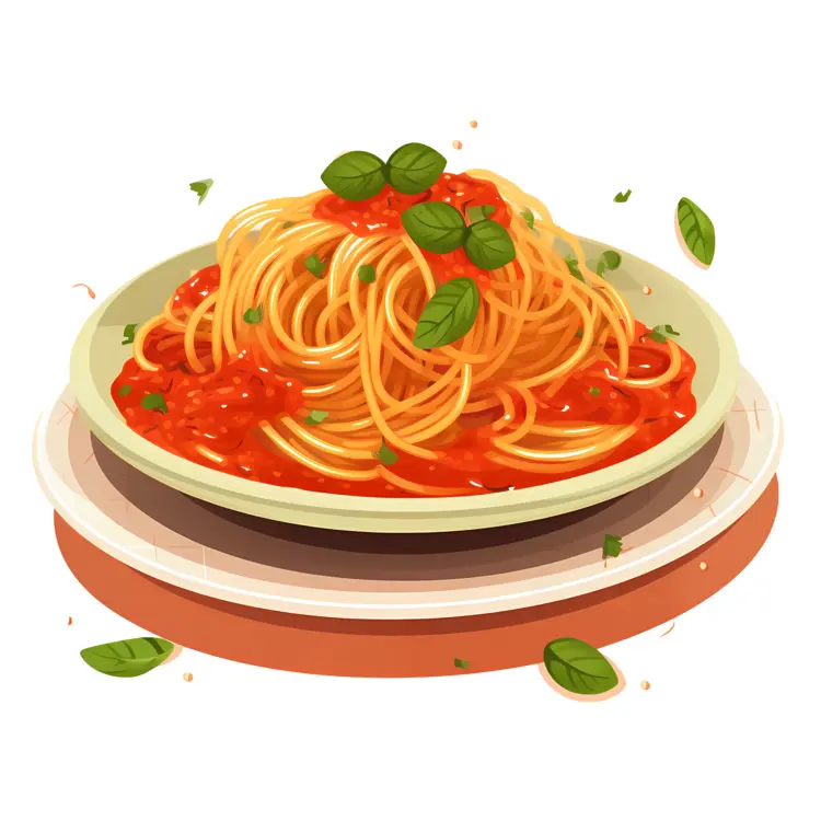 Spaghetti with Tomato Sauce and Basil