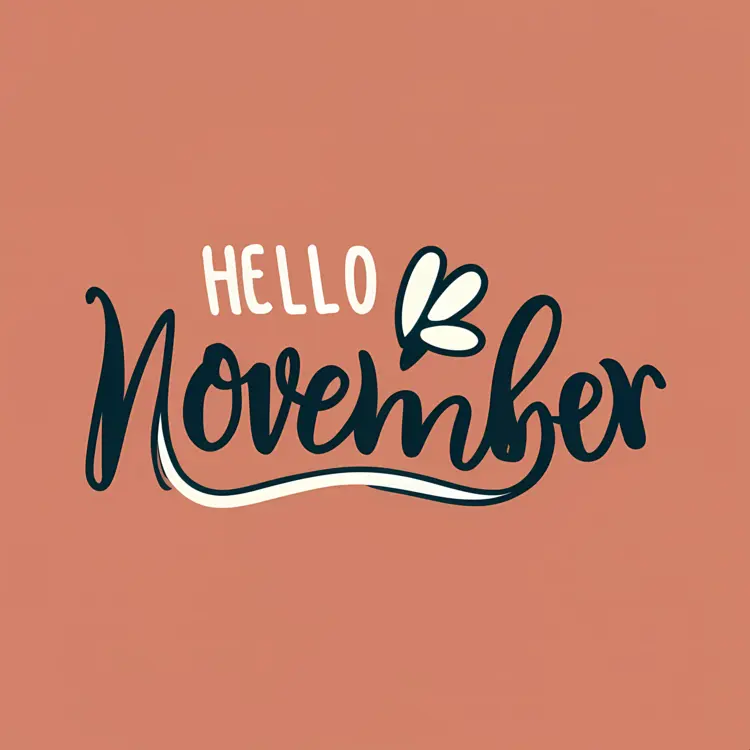 Hello November Text on Peach Background