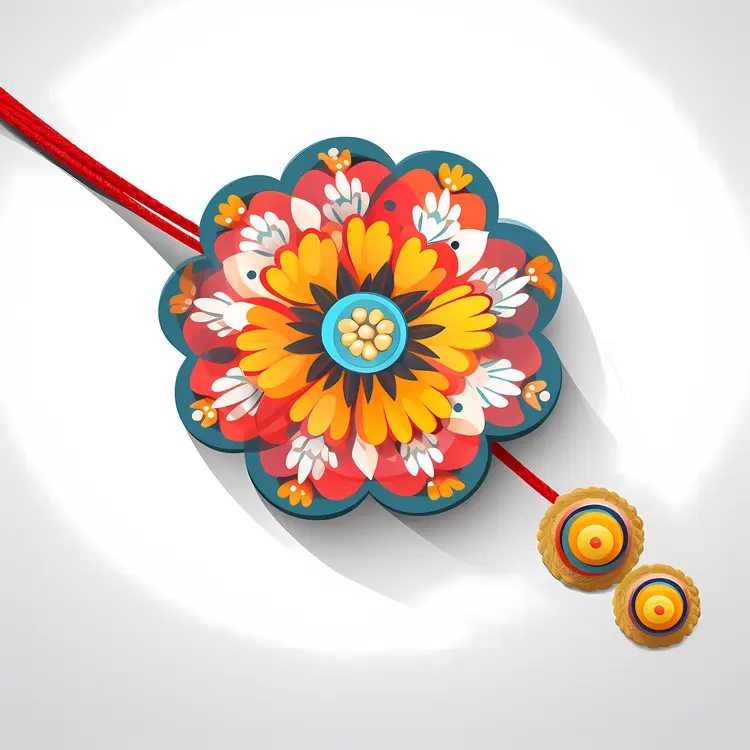 Colorful Flower Pendant with Red String