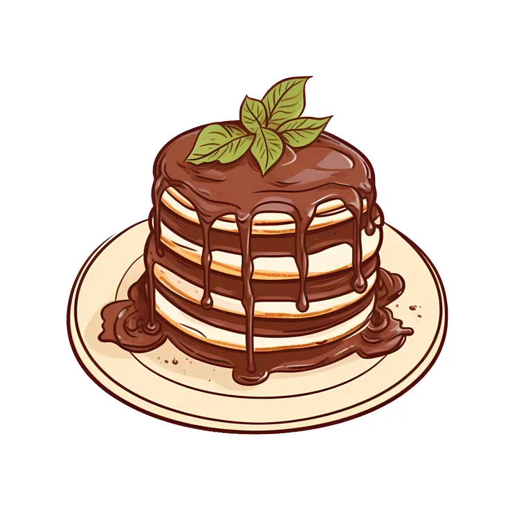 Chocolate Pancakes with Mint