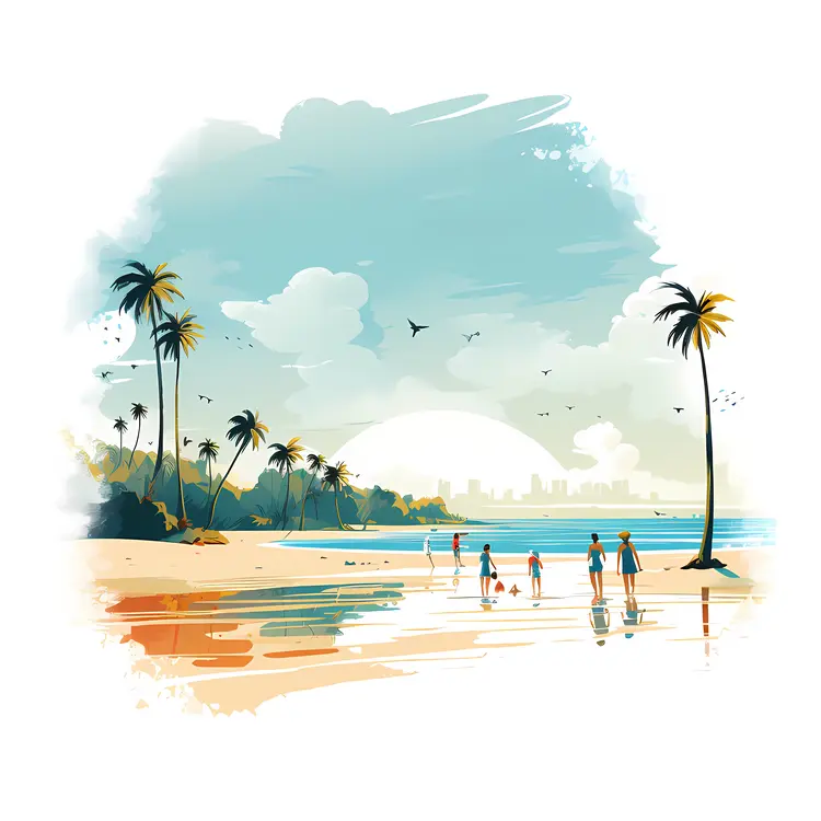 Family Enjoying a Tropical Beach Day