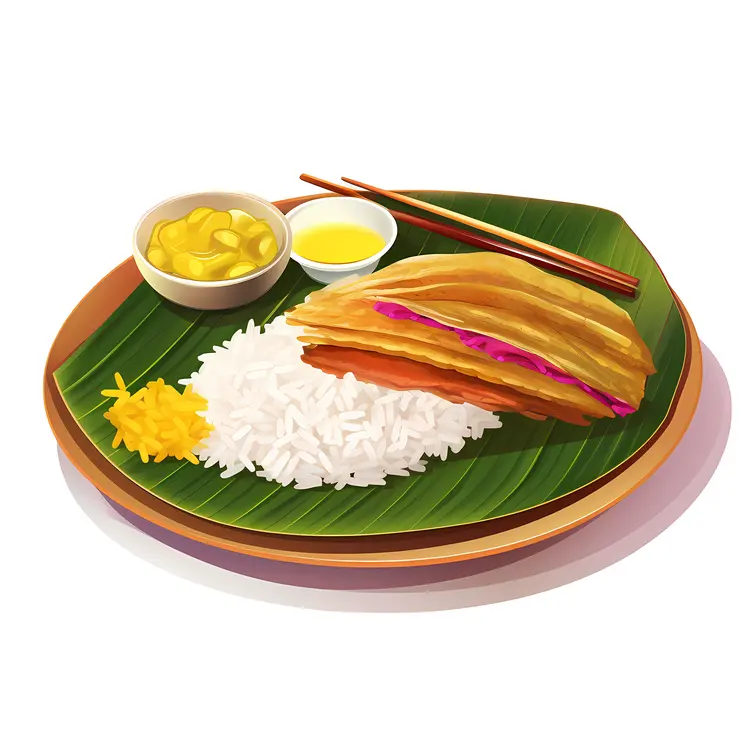 Traditional Banana Leaf Meal with Rice and Banana