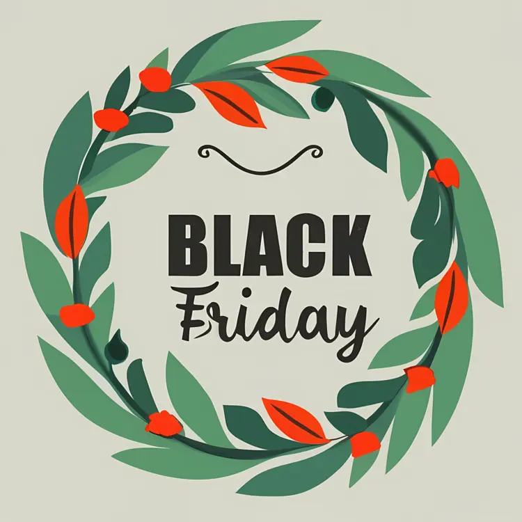 Black Friday Wreath with Green and Red Leaves