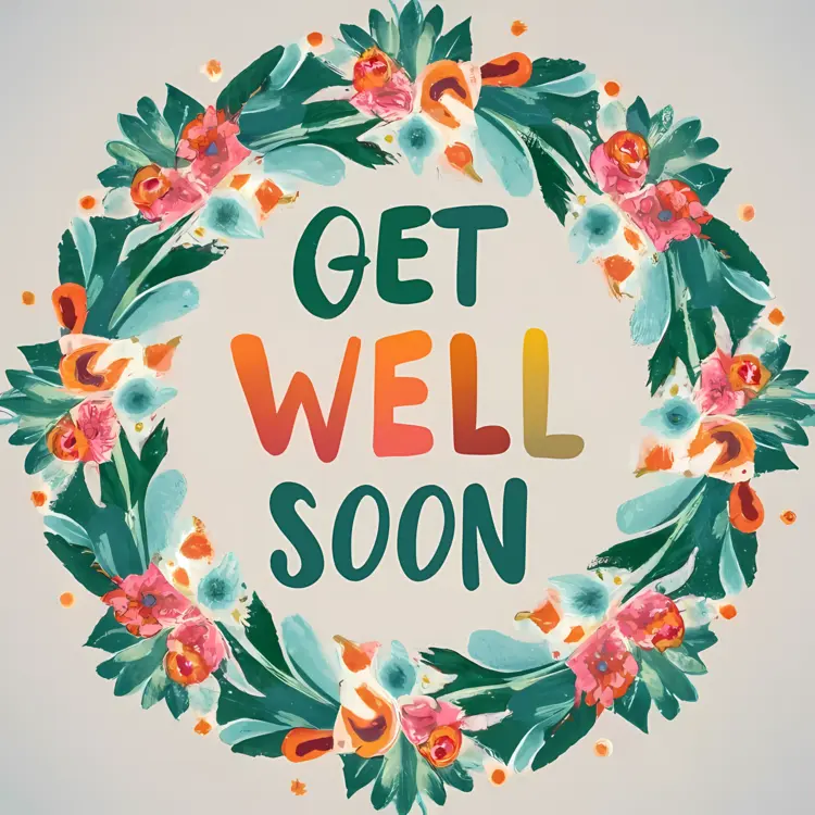 Get Well Soon Card with Multicolored Text