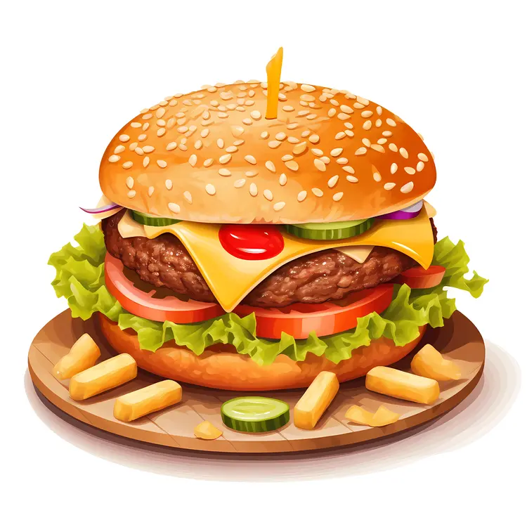 Juicy Cheeseburger with Fresh Vegetables