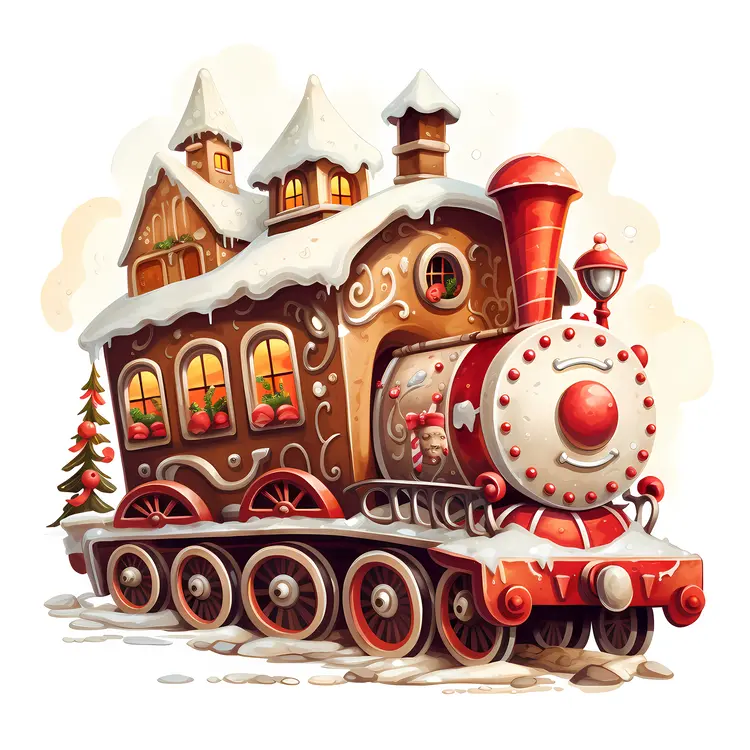 Gingerbread Train with Snow