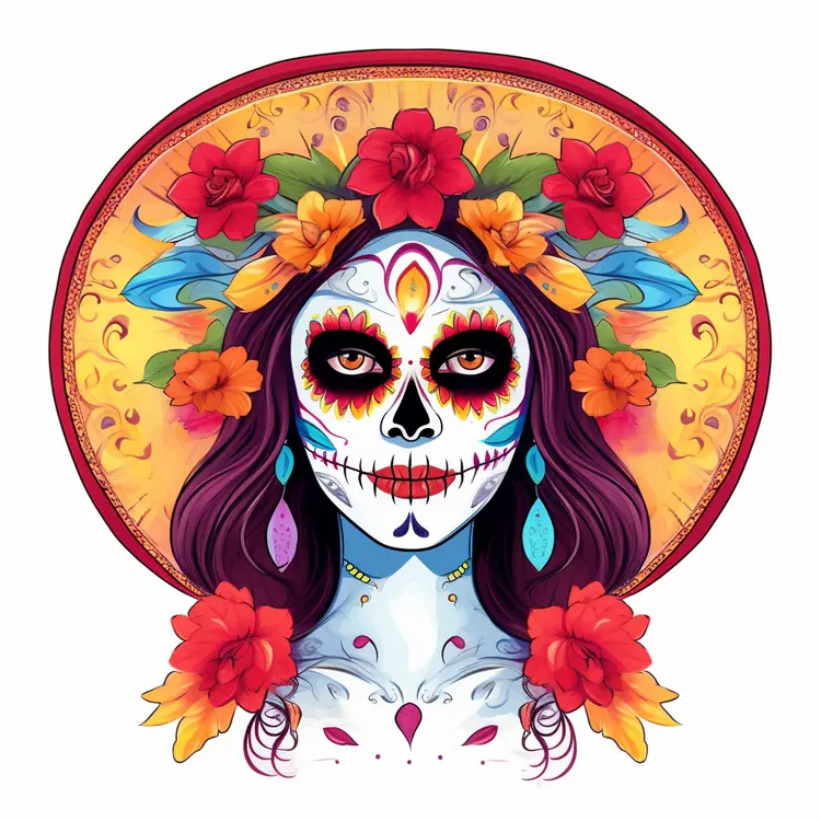 Colorful Sugar Skull for Day of the Dead Celebration