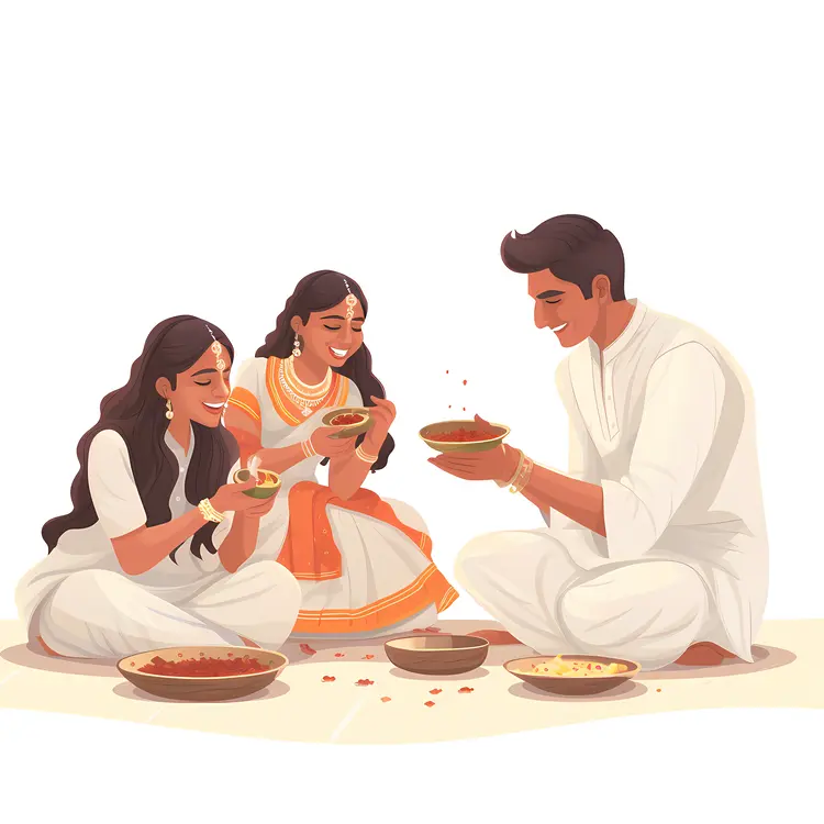 Family Celebrating Diwali
