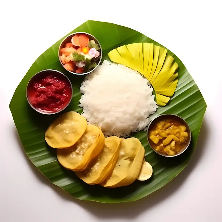 Traditional South Indian Meal on Banana Leaf