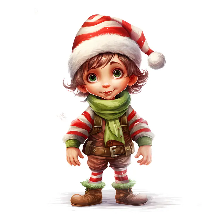 Adorable Red Elf with Scarf