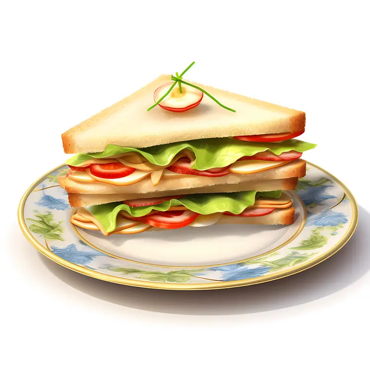 Delicious Sandwich on a Decorative Plate