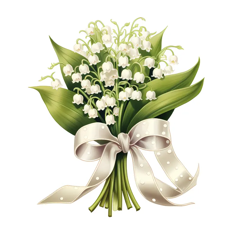 Lily of the Valley Bouquet with Polka Dot Ribbon