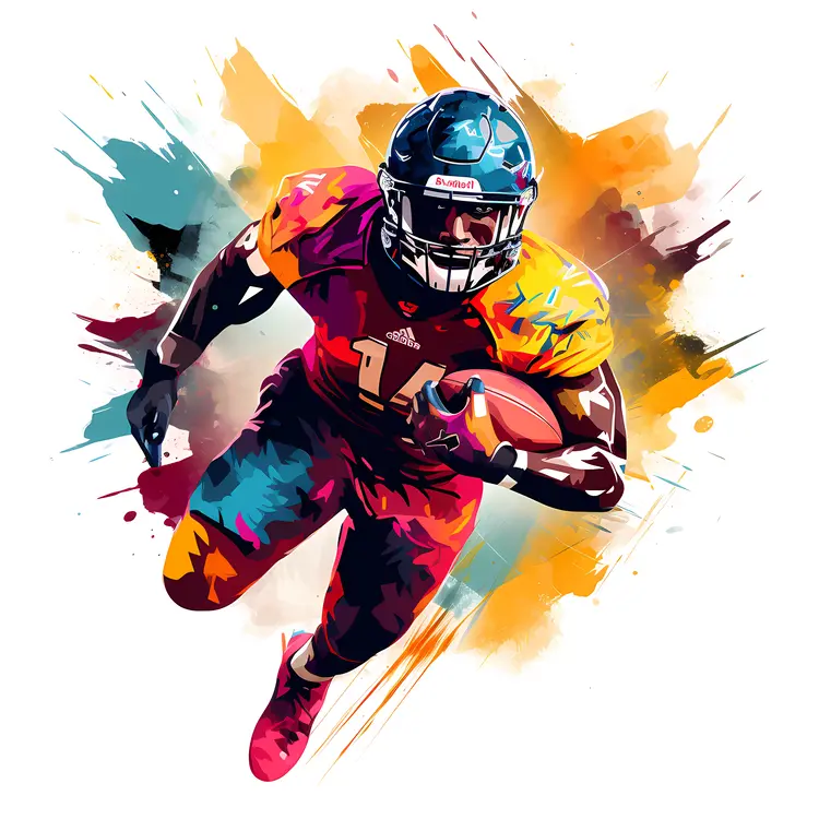 Colorful Football Player Running