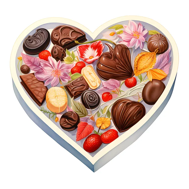 Heart-shaped Chocolate Box with Assorted Sweets for Valentine's Day