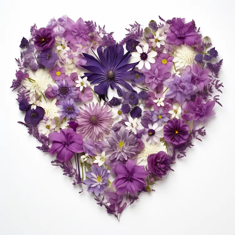 Beautiful Purple Flower Heart for Valentine's Day
